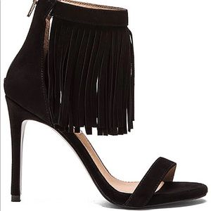Steve Madden Staarz Black Suede Fringe Heel Size 8